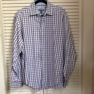 Johnson and Murphy Tailored fit Lavender Plaid Button Down Shirt
